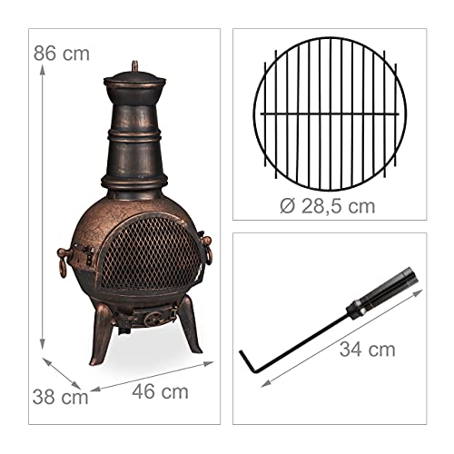 Relaxdays Cast Iron Terrace Oven in Bronze