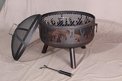 Texas Steel Fire Pit with Chrome Grill & Cover
