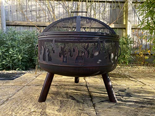 Texas Steel Fire Pit with Chrome Grill & Cover