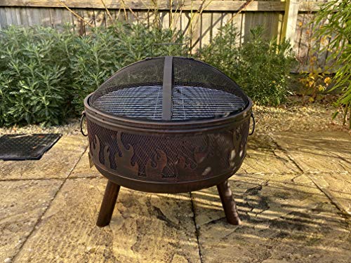 Texas Steel Fire Pit with Chrome Grill & Cover