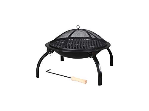 Texas Steel Fire Pit with Chrome Grill & Cover