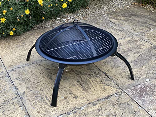 Texas Steel Fire Pit with Chrome Grill & Cover