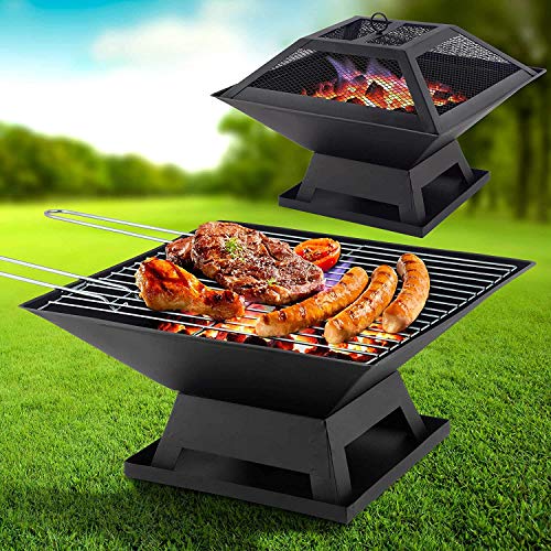 Parkland Square Outdoor Fire Pit with Grill