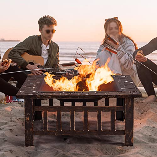Yaheetech Square Outdoor Fire Pit with Cover