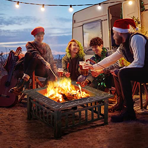 Yaheetech Square Outdoor Fire Pit with Cover