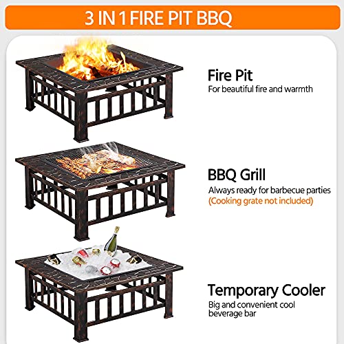 Yaheetech Square Outdoor Fire Pit with Cover