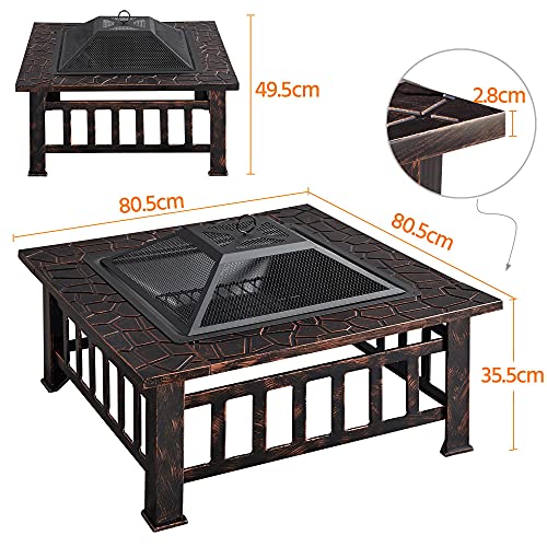 Yaheetech Square Outdoor Fire Pit with Cover