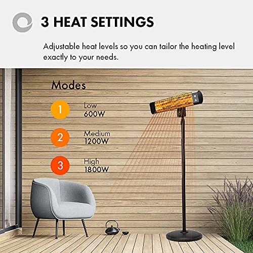 Devola Platinum Black Patio Heater with Remote