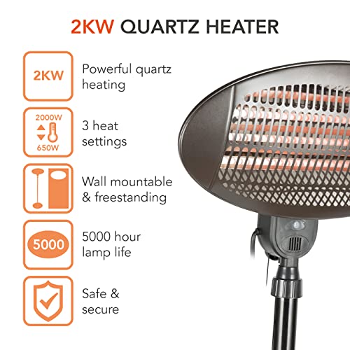 Warmlite WL42009 Quartz 2000W Portable Patio Heater