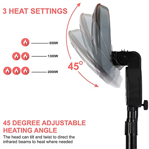 2KW Outdoor Quartz Electric Patio Heater - Black