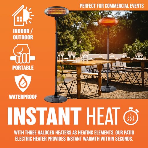 2kW Adjustable Height Free Standing Patio Heater