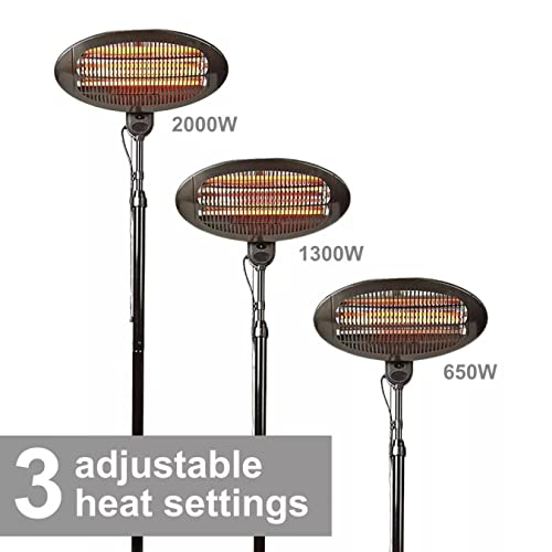 Rockline 2KW Adjustable Outdoor Quartz Patio Heater