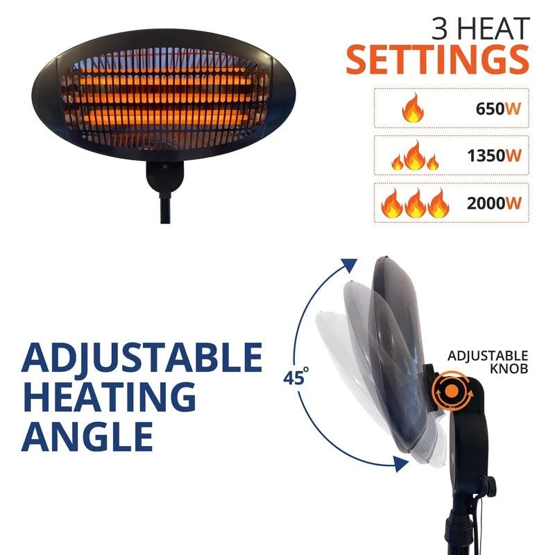 2KW Outdoor Quartz Electric Patio Heater