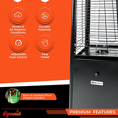 Gasdepot Outdoor Pyramid Patio Heater, 13 kW, Black