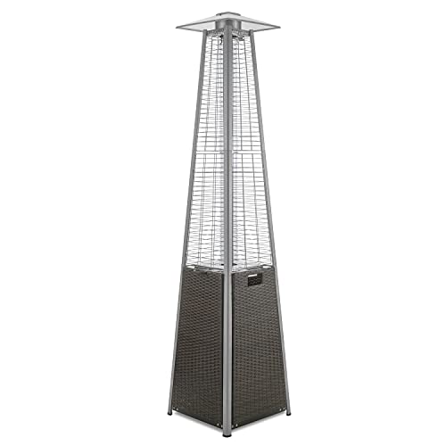 Brown Rattan Pyramid Flame Outdoor Gas Patio Heater