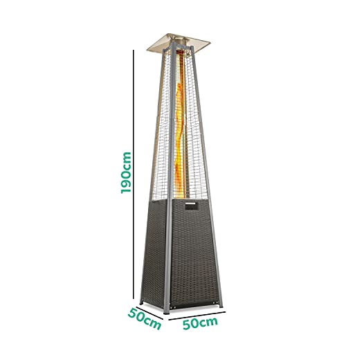 Brown Rattan Pyramid Flame Outdoor Gas Patio Heater