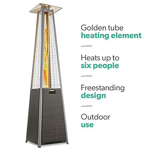 Brown Rattan Pyramid Flame Outdoor Gas Patio Heater