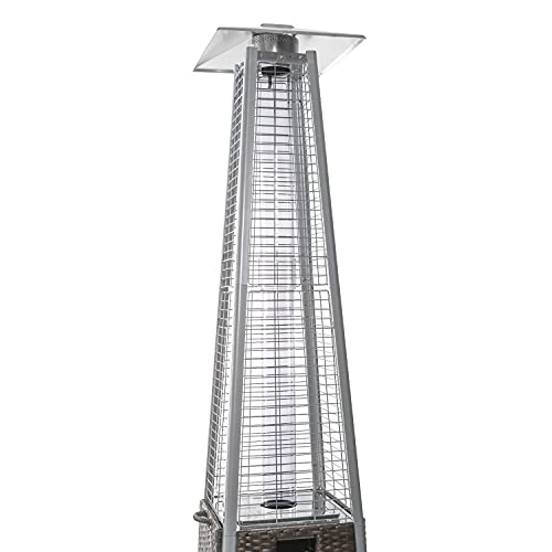 Brown Rattan Pyramid Flame Outdoor Gas Patio Heater