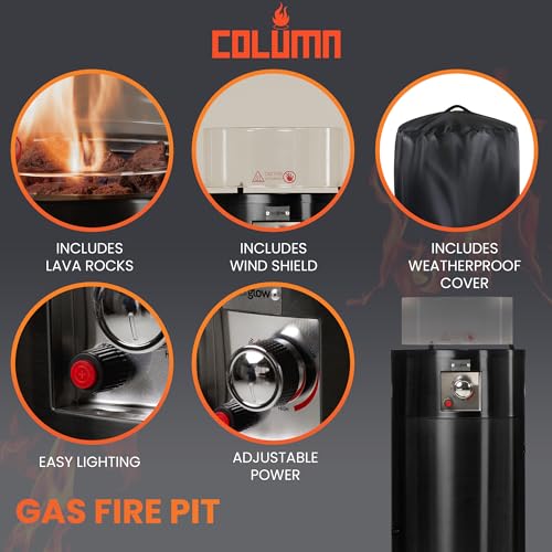 REALGLOW 10KW Black Gas Patio Heater Fire Pit