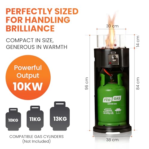 REALGLOW 10KW Black Gas Patio Heater Fire Pit