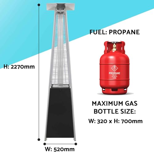 Dellonda 13 kW Pyramid Gas Patio Heater - Black