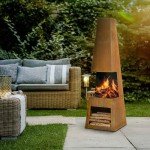 Dellonda Outdoor Chiminea Fire Pit with Storage