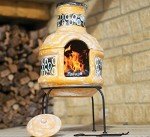 La Hacienda Small Yellow and Brown Clay Fireplace