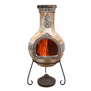 XL Yellow Azteca Clay Chimenea Fire Pit