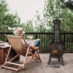 Relaxdays Outdoor Cast-Iron Terrace Oven Chimenea