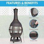 Dellonda Deluxe 360° Chiminea Fire Pit Heater