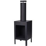 Square Black Metal Outdoor Fireplace