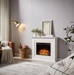 FlameKo Savannah White Fireplace with Realistic Flames