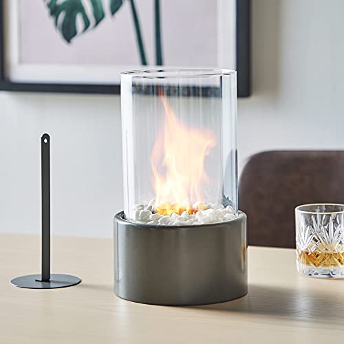 VonHaus Portable Bioethanol Tabletop Fireplace - Grey