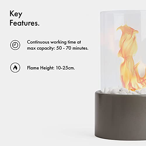 VonHaus Portable Bioethanol Tabletop Fireplace - Grey