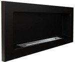 Modern Black Bio Ethanol Fireplace 900 x 400