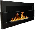 Modern Black Bio Ethanol Fireplace with Glass