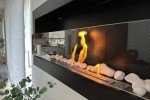 Modern Black Bio Ethanol Fireplace with Glass