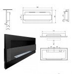 Modern Black Bio Ethanol Fireplace with Glass