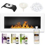 White Bioethanol Eco Smokeless Wall Fireplace 90x40cm