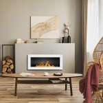 White Bioethanol Eco Smokeless Wall Fireplace 90x40cm