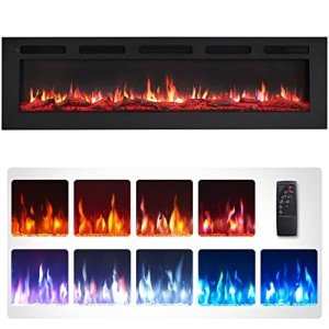 Wall-Mounted Electric Fireplace with 9 Flame Colors