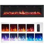 Wall-Mounted Electric Fireplace with 9 Flame Colors