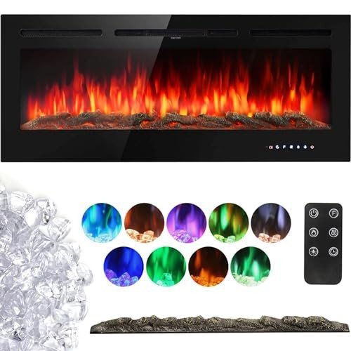 40" Wall-Mounted Electric Fireplace with Remote