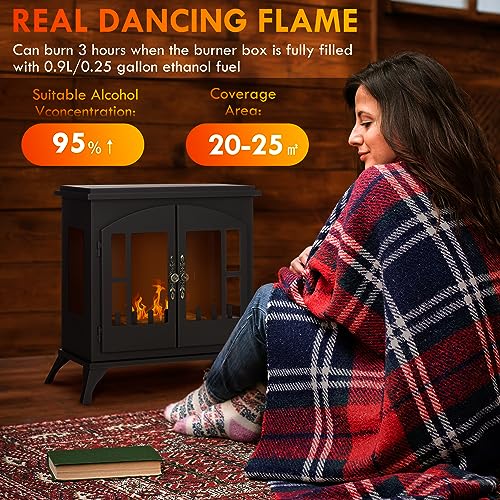 HOMCOM Indoor Ethanol Fireplace with Flame Extinguisher
