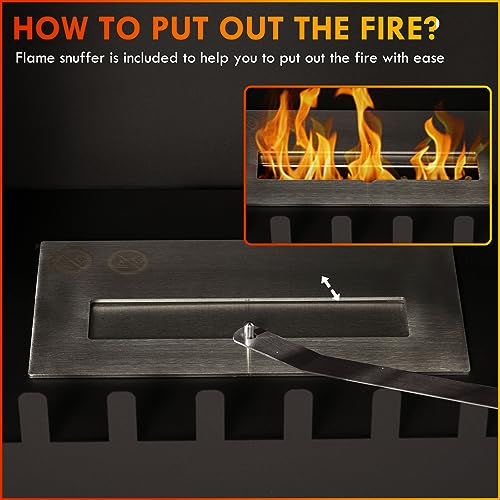 HOMCOM Indoor Ethanol Fireplace with Flame Extinguisher