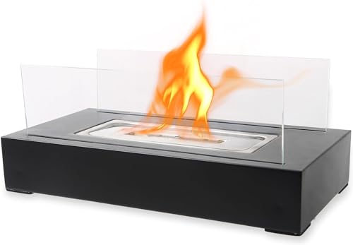 Stylish Bio Ethanol Tabletop Fireplace with Glass