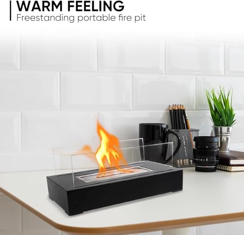 Stylish Bio Ethanol Tabletop Fireplace with Glass