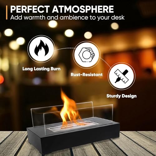 Stylish Bio Ethanol Tabletop Fireplace with Glass