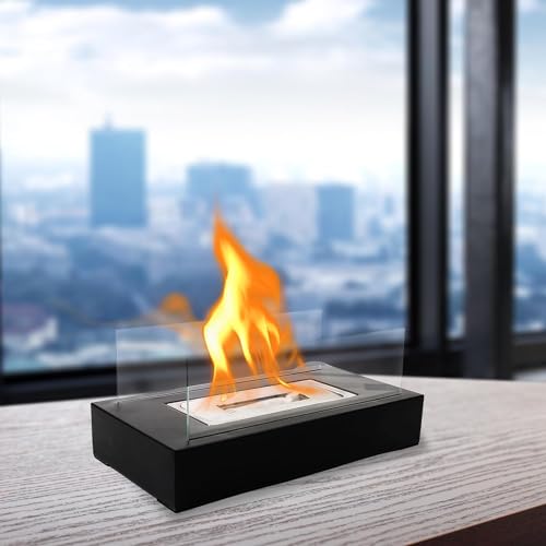 Stylish Bio Ethanol Tabletop Fireplace with Glass