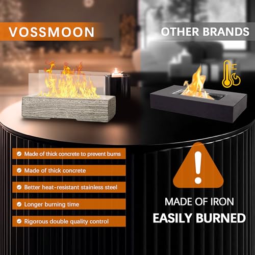 VOSSMOON Rectangular Table Fire Pit with Glass